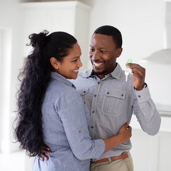 Couple looking at laptop