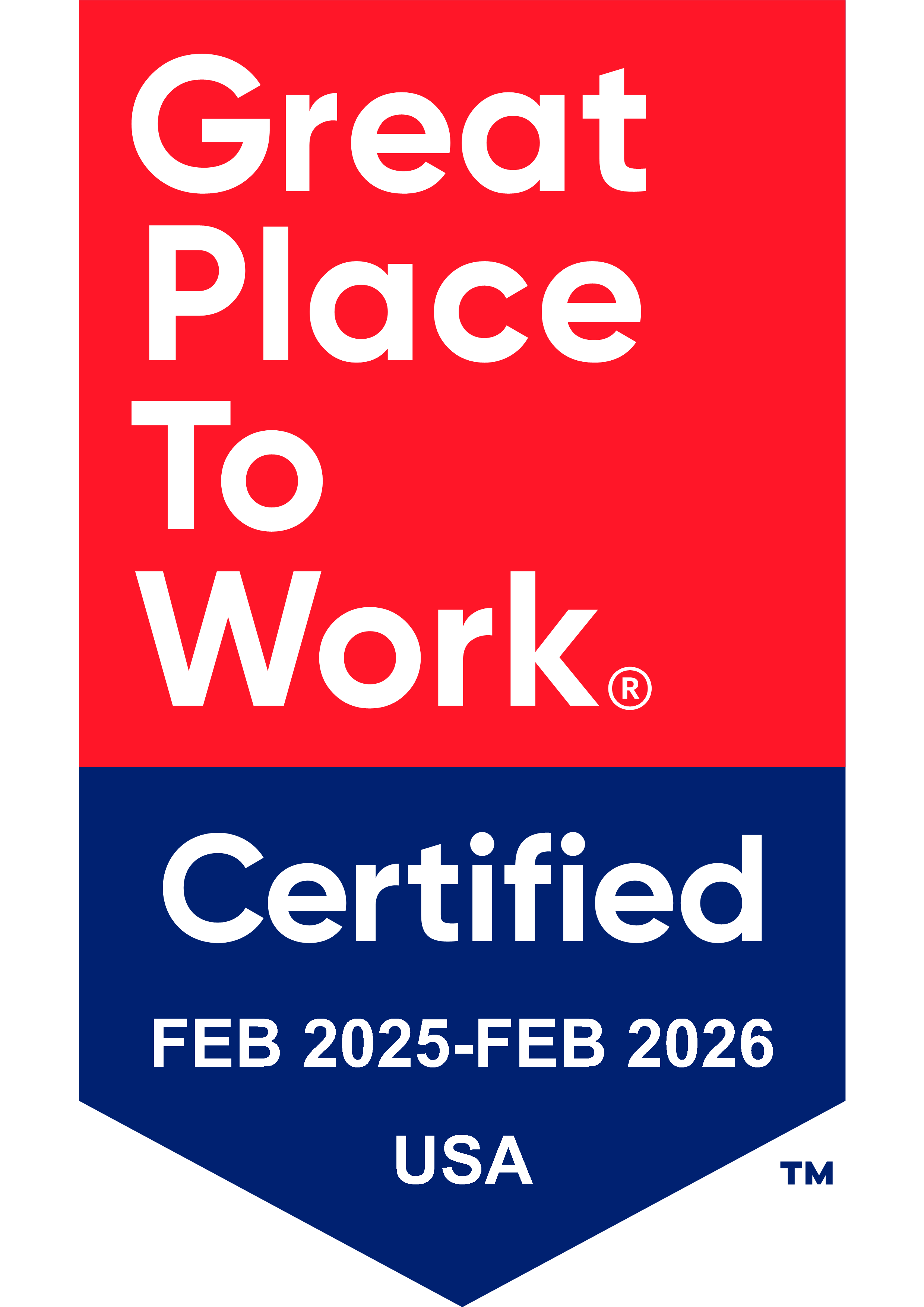 Great Place To Work® Certified™ Feb 2025-Feb 2026 USA